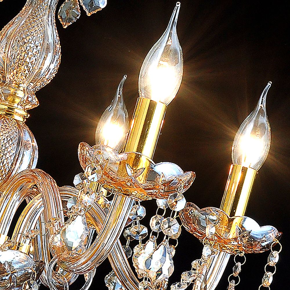 Genuine K9 Crystal 6/8/10 Arms Amber Golden Chandelier Pendant | Ceiling Lights & Chandeliers
