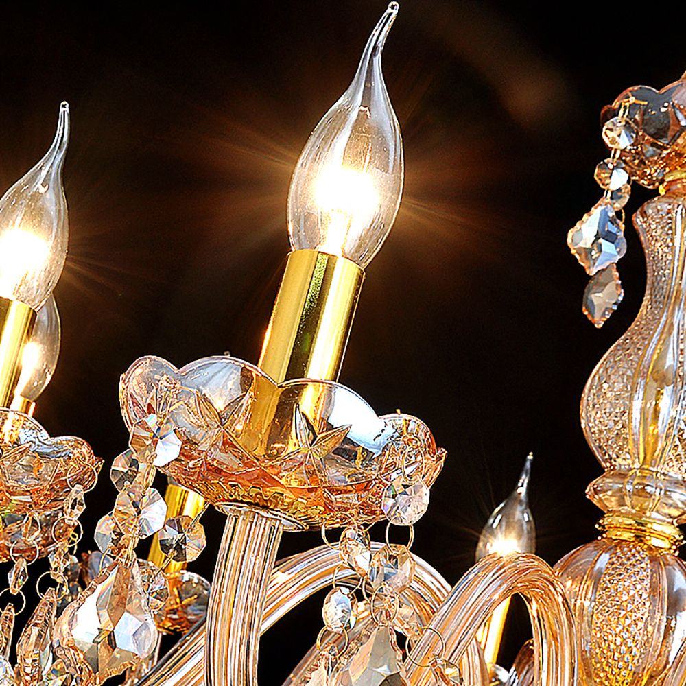 Genuine K9 Crystal 6/8/10 Arms Amber Golden Chandelier Pendant | Ceiling Lights & Chandeliers