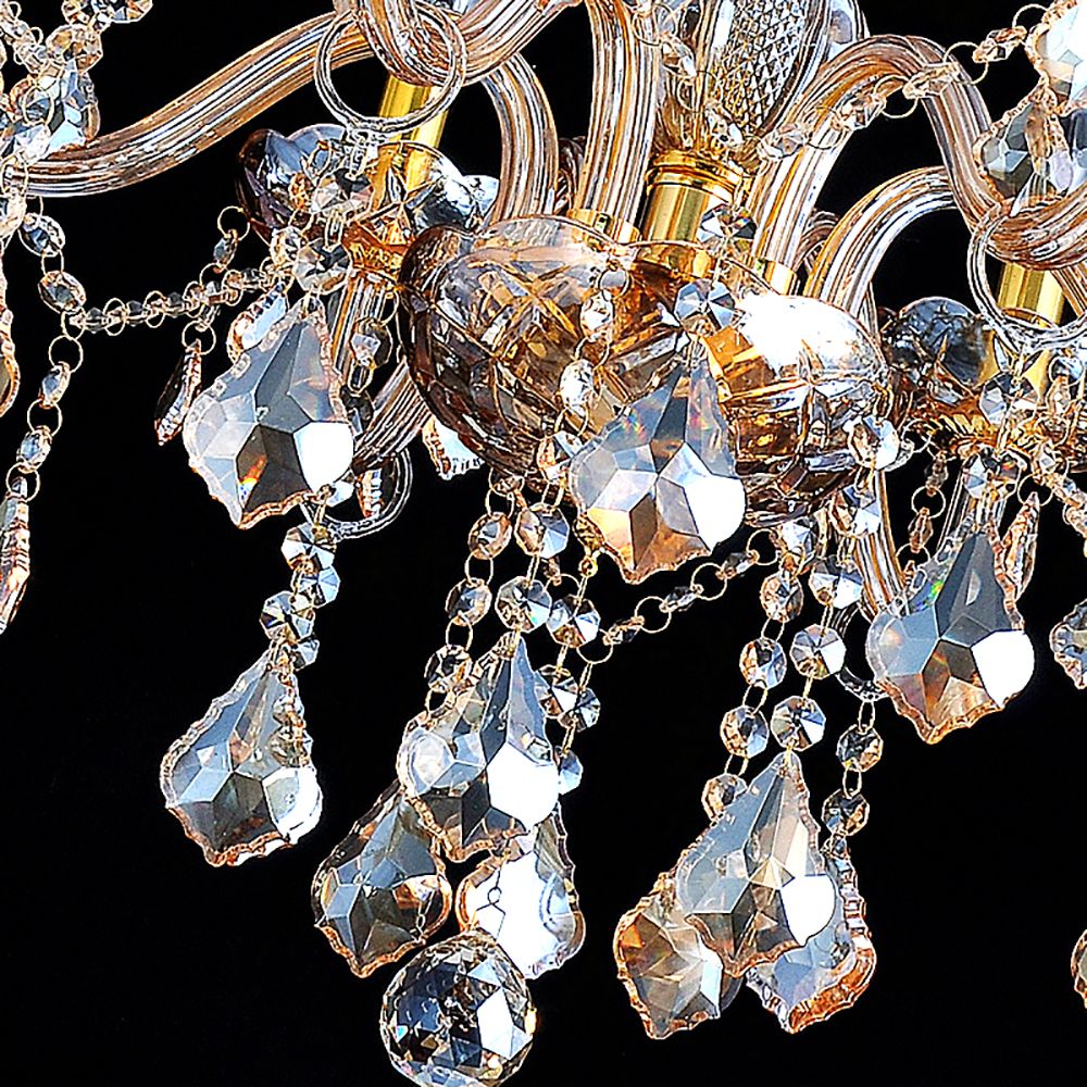 Genuine K9 Crystal 6/8/10 Arms Amber Golden Chandelier Pendant | Ceiling Lights & Chandeliers