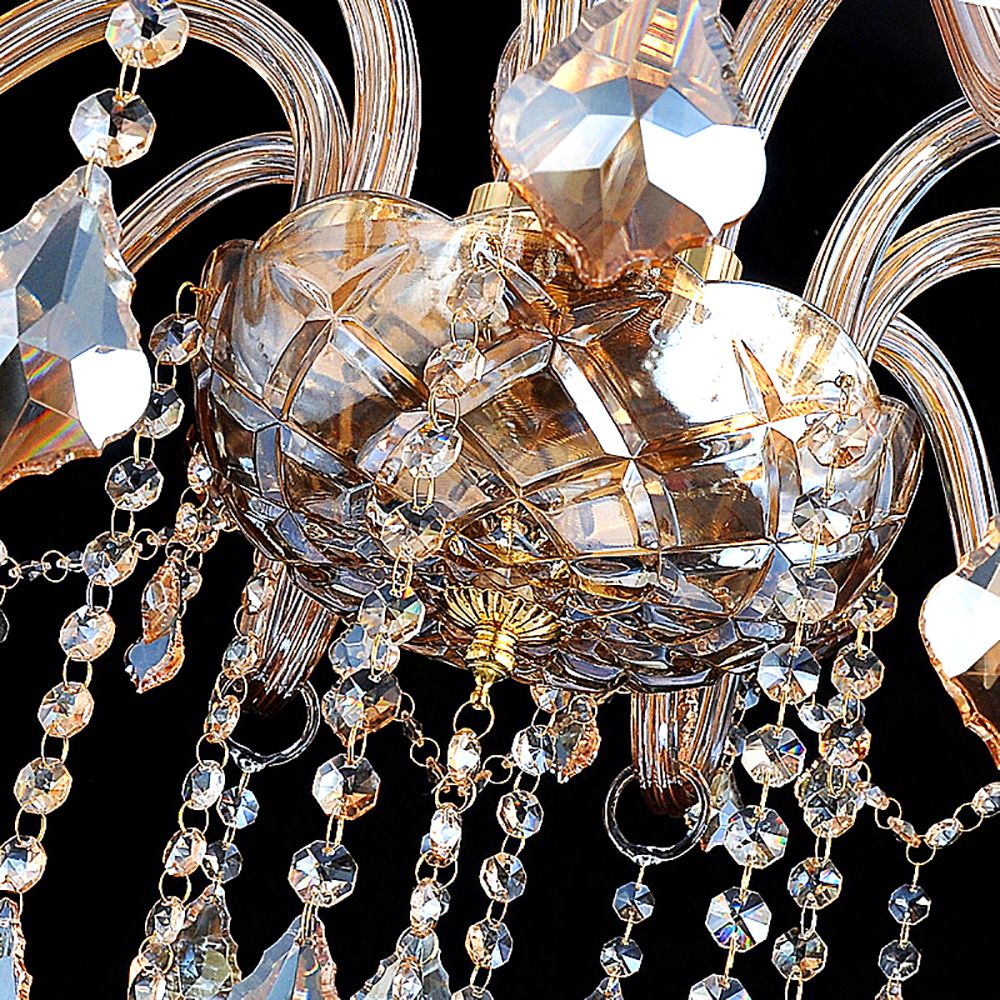 Genuine K9 Crystal 6/8/10 Arms Amber Golden Chandelier Pendant | Ceiling Lights & Chandeliers
