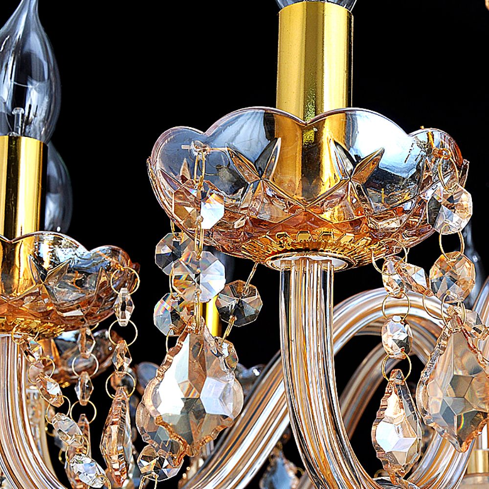 Genuine K9 Crystal 6/8/10 Arms Amber Golden Chandelier Pendant | Ceiling Lights & Chandeliers