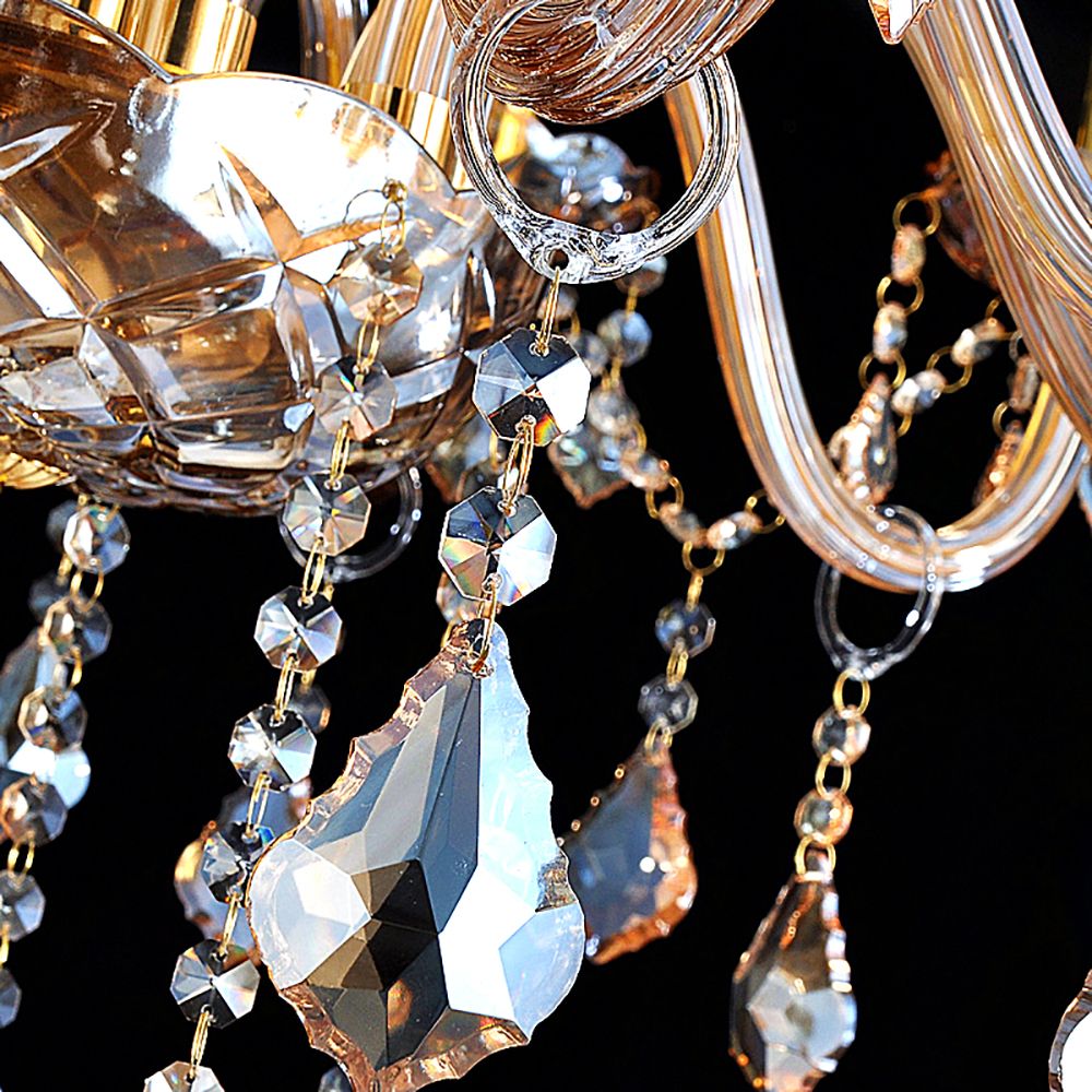 Genuine K9 Crystal 6/8/10 Arms Amber Golden Chandelier Pendant | Ceiling Lights & Chandeliers
