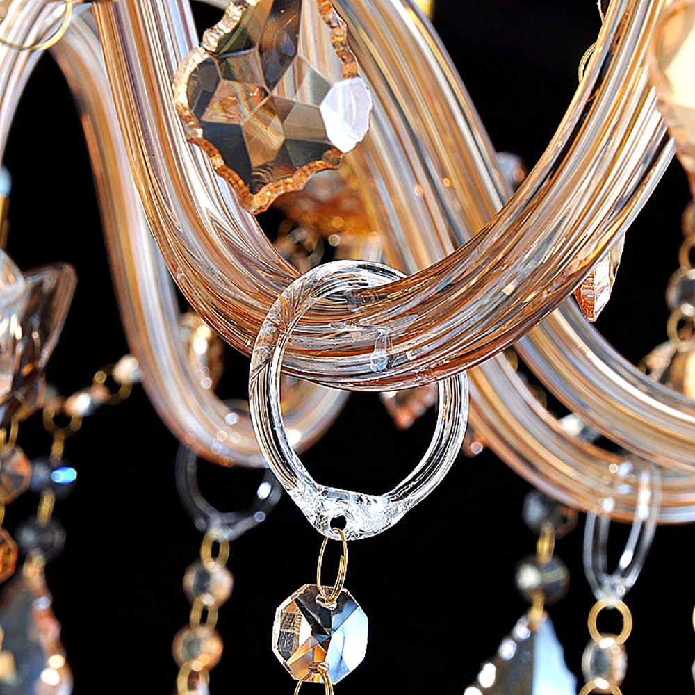 Genuine K9 Crystal 6/8/10 Arms Amber Golden Chandelier Pendant | Ceiling Lights & Chandeliers