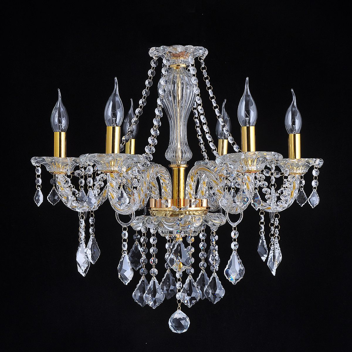 Genuine K9 Crystal 6/8/10 Twisted Arms Golden Chandelier Pendant | Ceiling Lights & Chandeliers