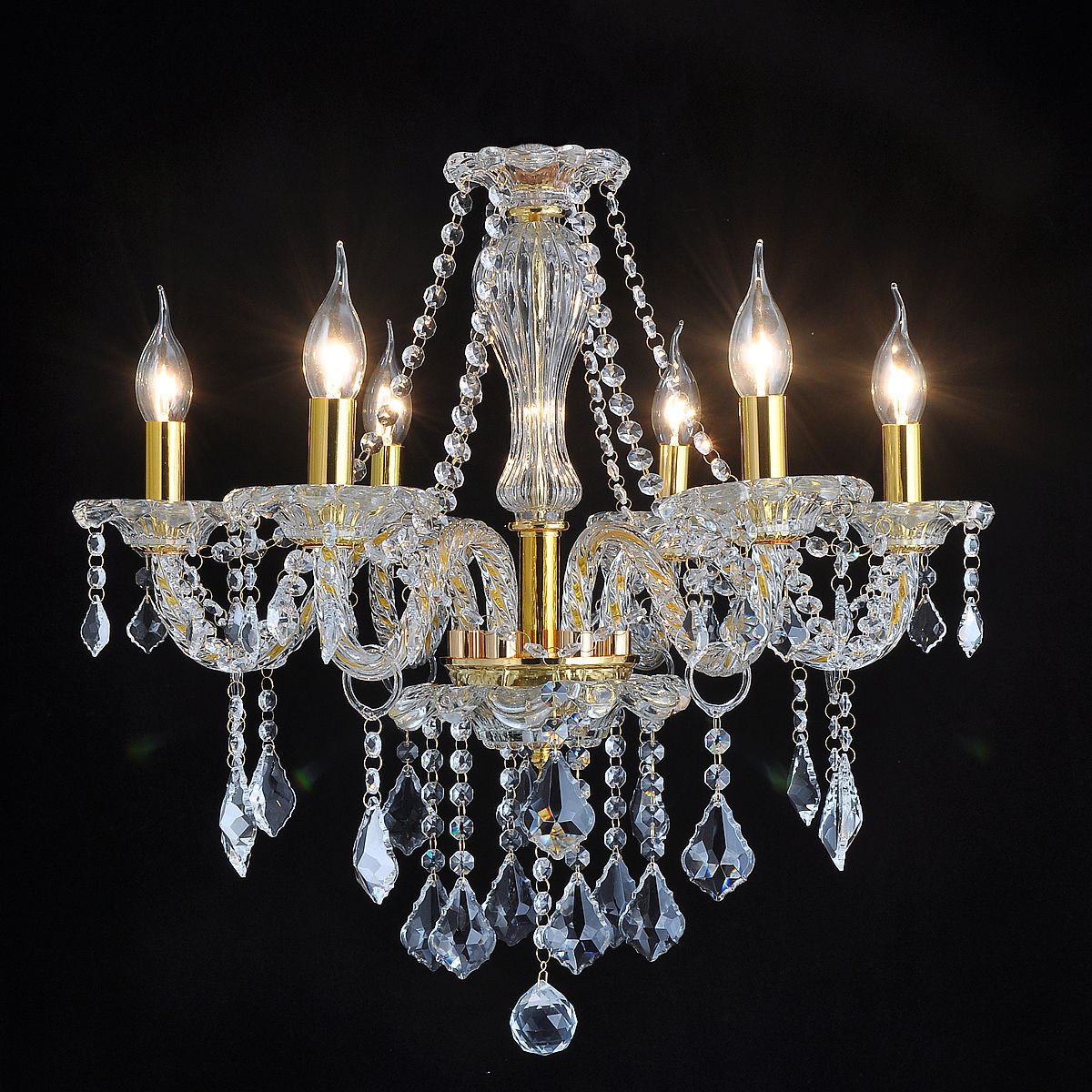 Genuine K9 Crystal 6/8/10 Twisted Arms Golden Chandelier Pendant | Ceiling Lights & Chandeliers
