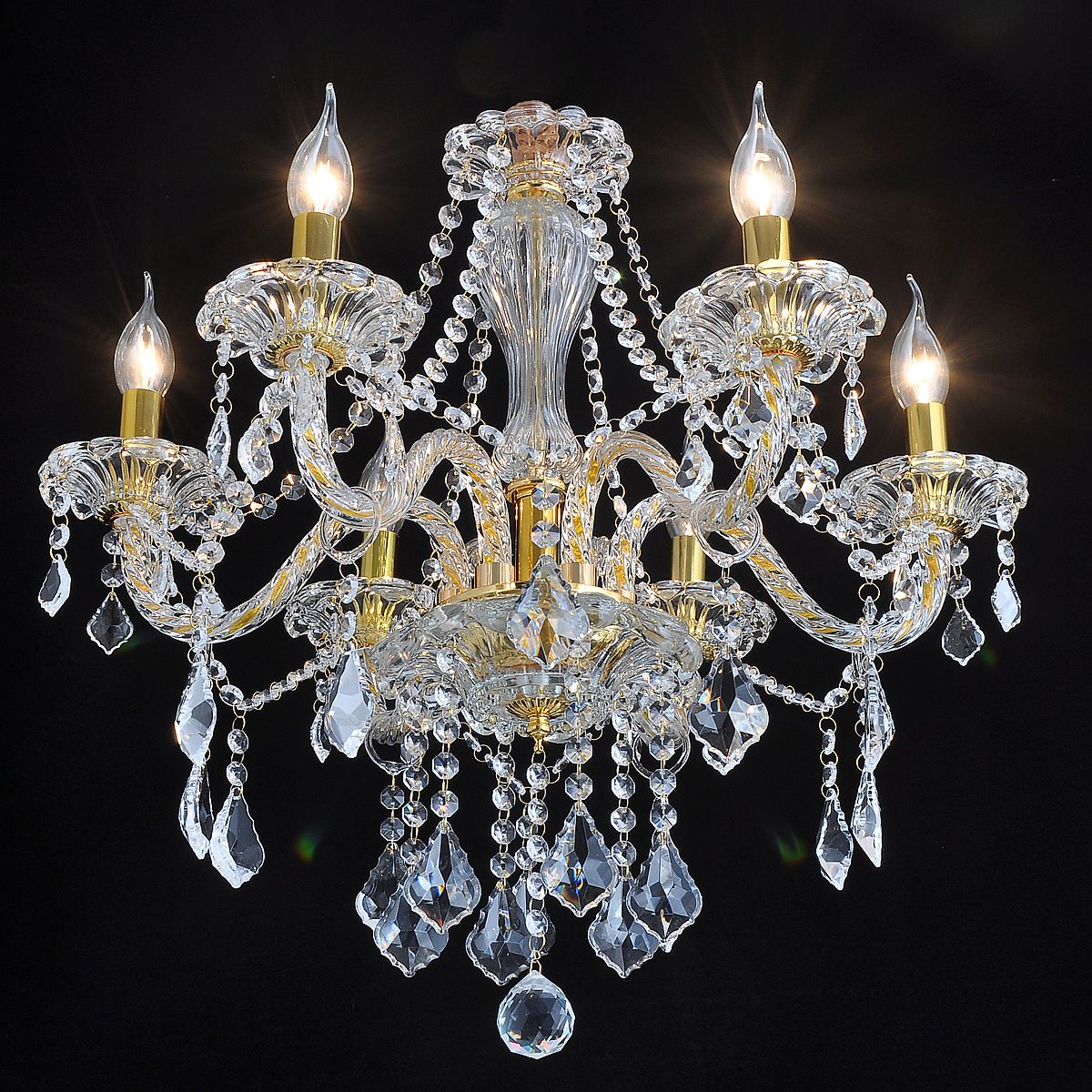 Genuine K9 Crystal 6/8/10 Twisted Arms Golden Chandelier Pendant | Ceiling Lights & Chandeliers