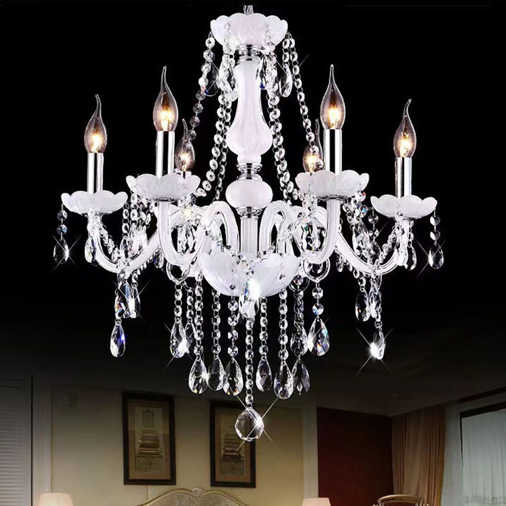 Genuine K9 Crystal White 6/8/10 Arms Chandelier Pendant Ceiling Light | Ceiling Lights & Chandeliers