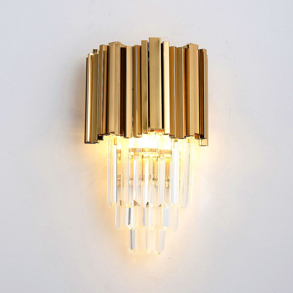 Clear & Gold Postmodern Wall Light | K9 Crystal Chandelier Fixture