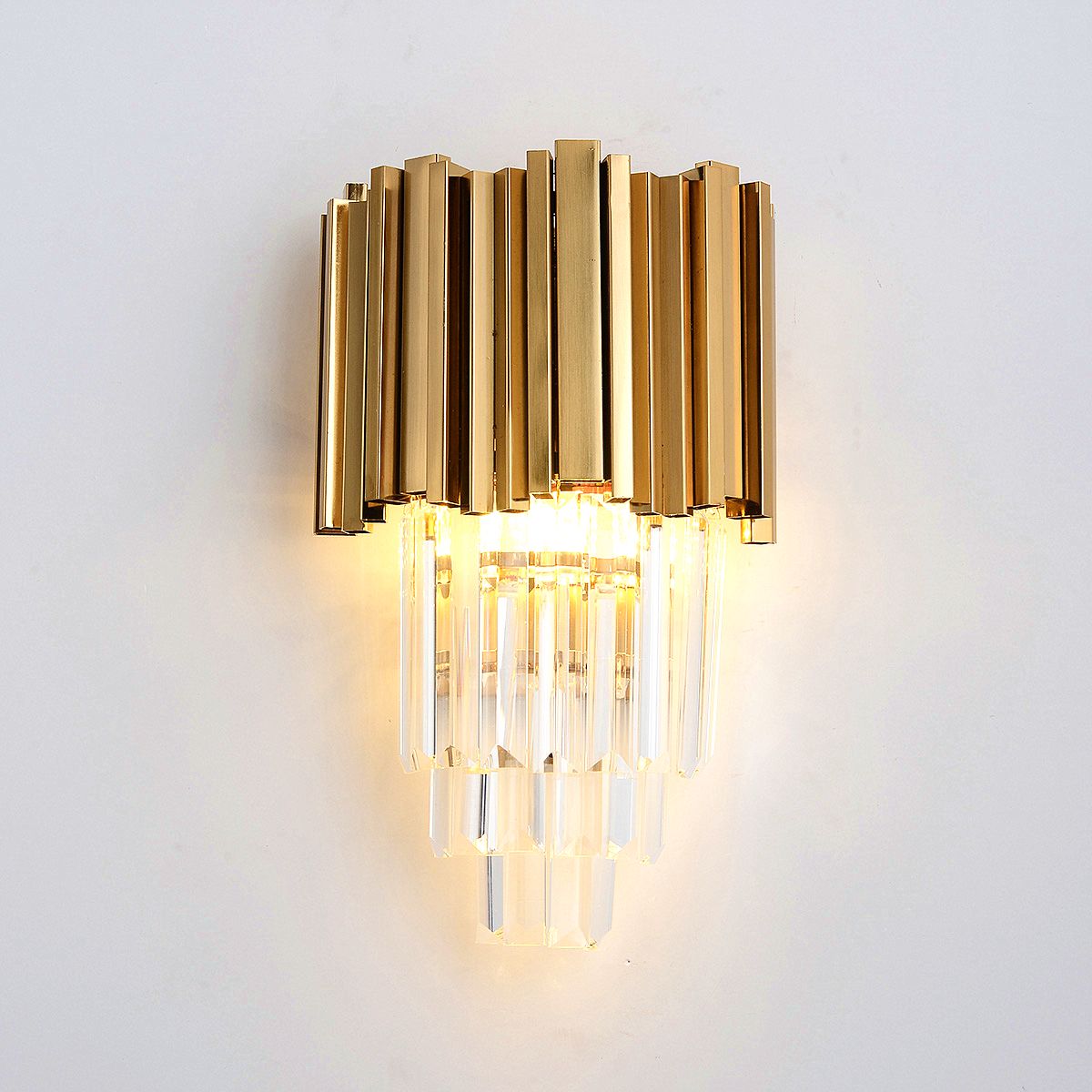 Clear & Gold Postmodern Wall Light | K9 Crystal Chandelier Fixture