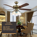 52” Ceiling Fan Light Bronze with Glass Lights & Wood Blades | Ceiling Lights