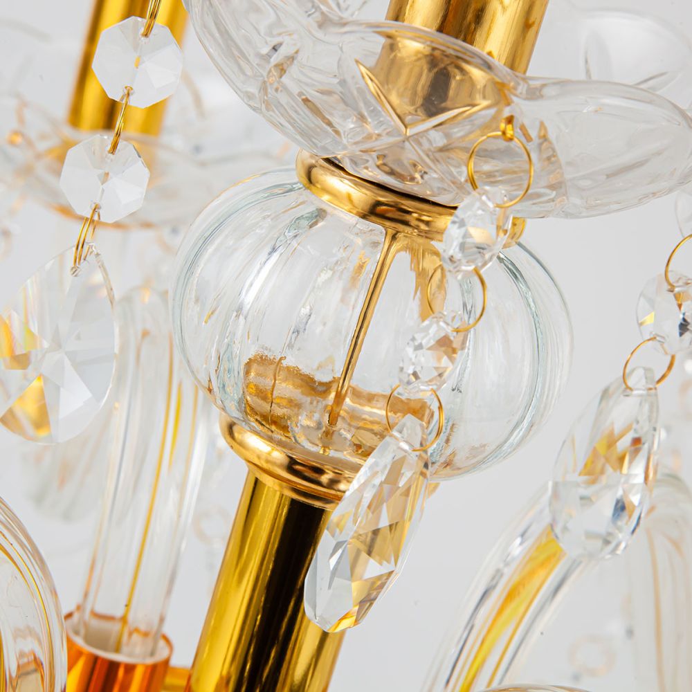 Crystal Golden 5-Arms Table Lamp | Table Lighting