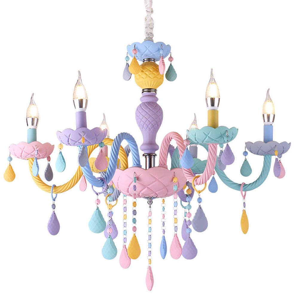 Genuine K9 Crystal Chandelier Ceiling Light 6 Arms Macaron Colours | Ceiling Lights & Chandeliers