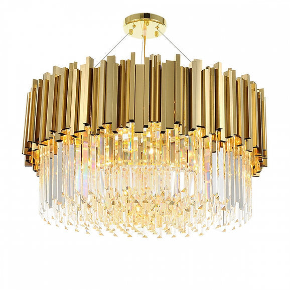 Clear and Gold Postmodern Pendant Chandelier Ceiling Light Genuine K9 Crystals