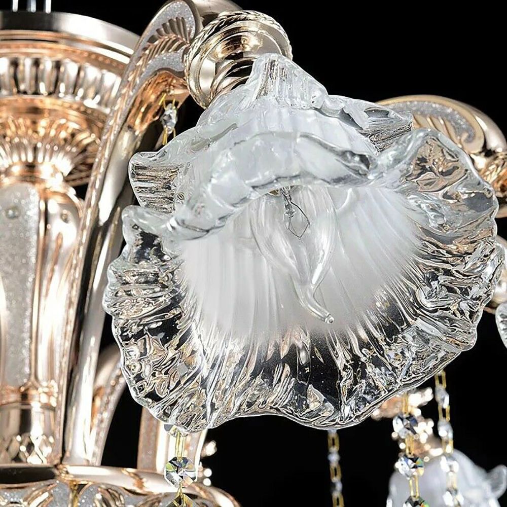 Genuine K9 Crystal 6 Metal Arms Chandelier Pendant Ceiling Lamp | Ceiling Lights & Chandeliers