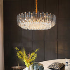 Smoky Clear Crystal Gold Metal Postmodern Chandelier Pendant | Ceiling Lights & Chandeliers
