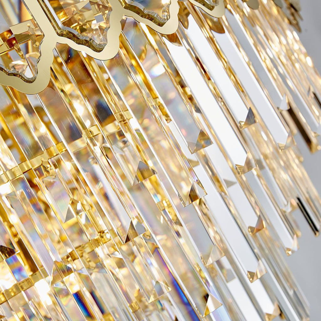 Gold Postmodern Pendant Chandelier K9 Crystal Metal Arms | Ceiling Lights & Chandeliers