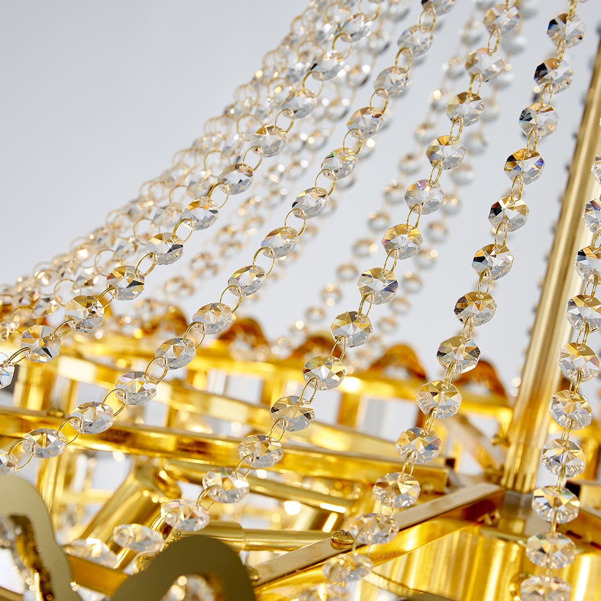 Gold Postmodern Pendant Chandelier K9 Crystal Metal Arms | Ceiling Lights & Chandeliers