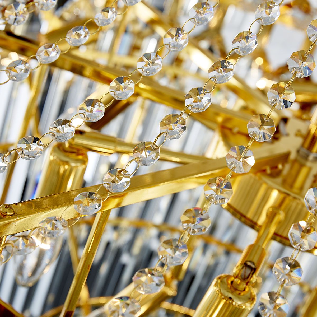 Gold Postmodern Pendant Chandelier K9 Crystal Metal Arms | Ceiling Lights & Chandeliers