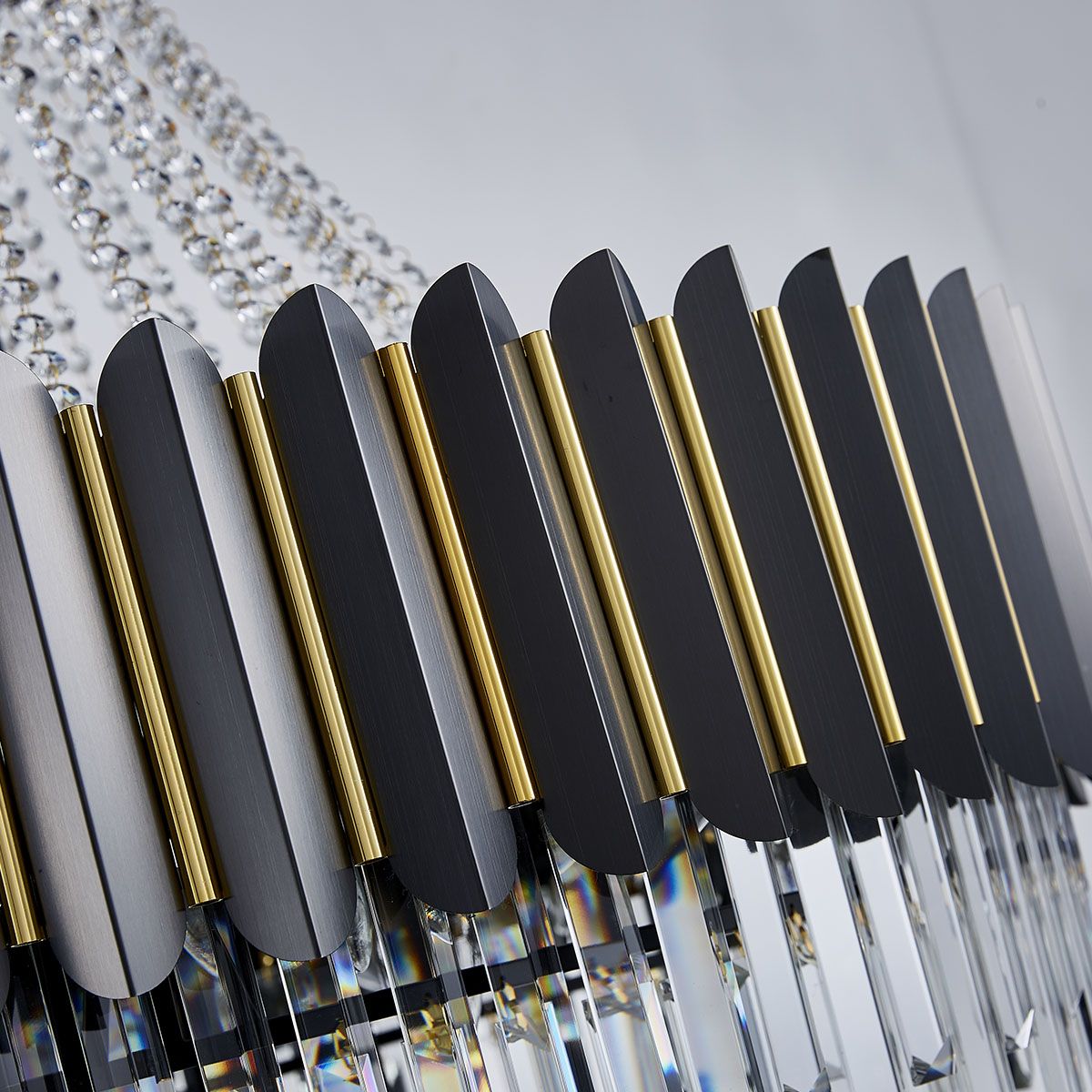 Dark Carbon Gold Postmodern Pendant Chandelier K9 Crystal Arms | Ceiling Lights & Chandeliers
