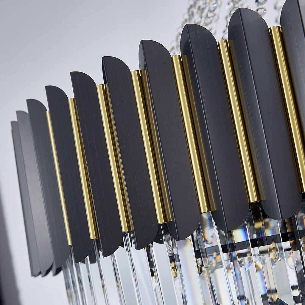 Dark Carbon Gold Postmodern Pendant Chandelier K9 Crystal Arms | Ceiling Lights & Chandeliers