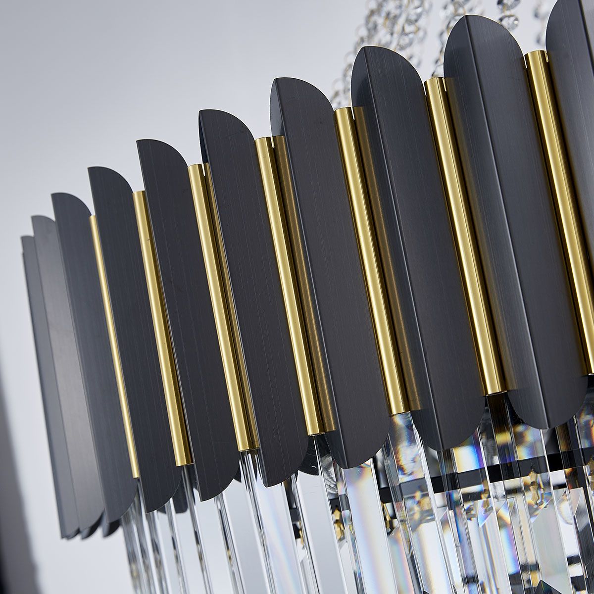 Dark Carbon Gold Postmodern Pendant Chandelier K9 Crystal Arms | Ceiling Lights & Chandeliers