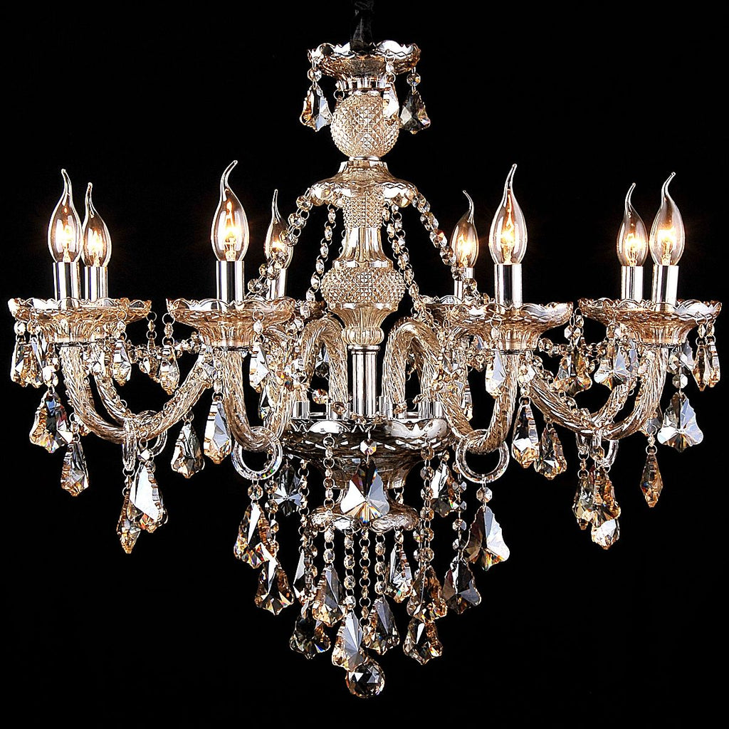 Genuine K9 Crystal Chandelier Champagne Silver Pendant Light | Ceiling Lights & Chandeliers