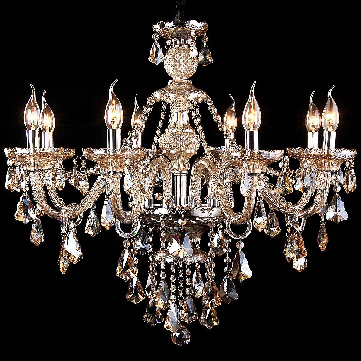 Genuine K9 Crystal Chandelier Champagne Silver Pendant Light | Ceiling Lights & Chandeliers