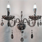 Smoky Grey 2 Arms Crystal Wall Light – Classic Chandelier Design