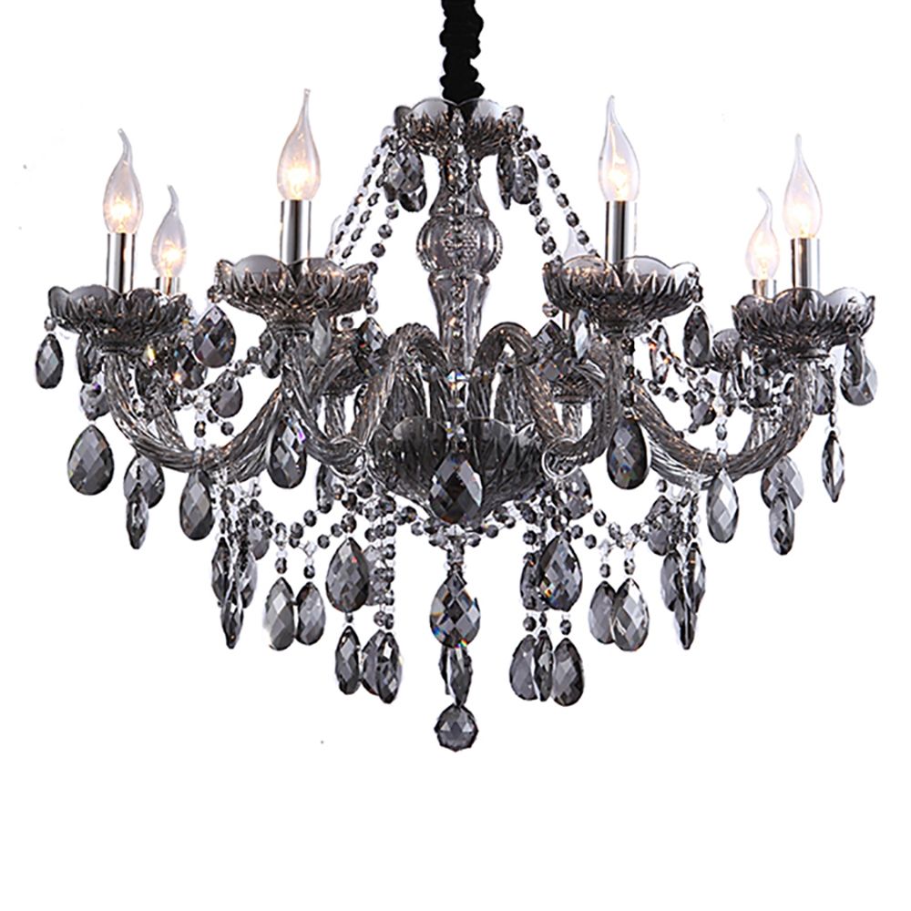 Genuine K9 Smoky Grey Crystal Chandelier 6–18 Arms Pendant Lamp | Ceiling Lights & Chandeliers