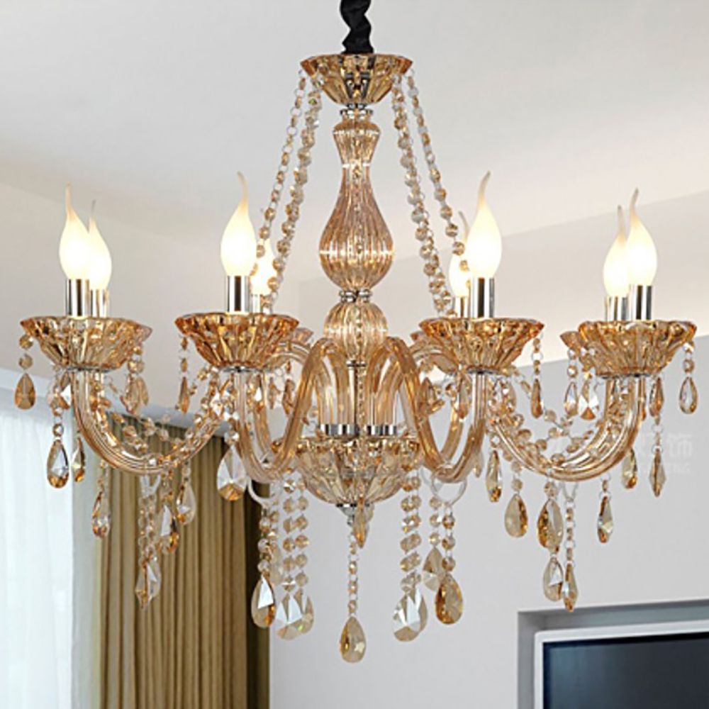 Genuine K9 Crystal Amber 6/8/10 Arms Chandelier Pendant Ceiling | Ceiling Lights & Chandeliers