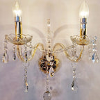 Clear Golden 2 Arms Crystal Wall Light – Classic Chandelier Design