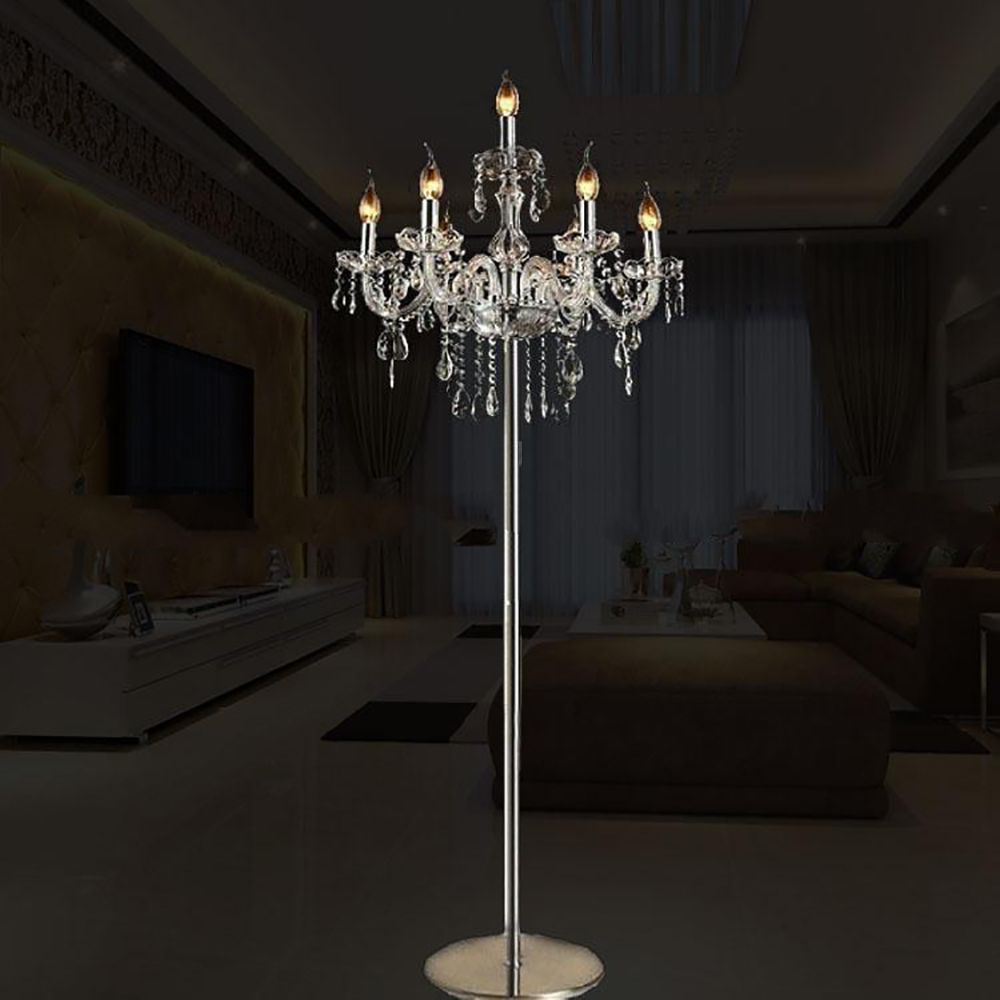 Genuine K9 Clear Crystal 5/7 Arms Chandelier Floor Lamp Candle | Ceiling Lights & Chandeliers