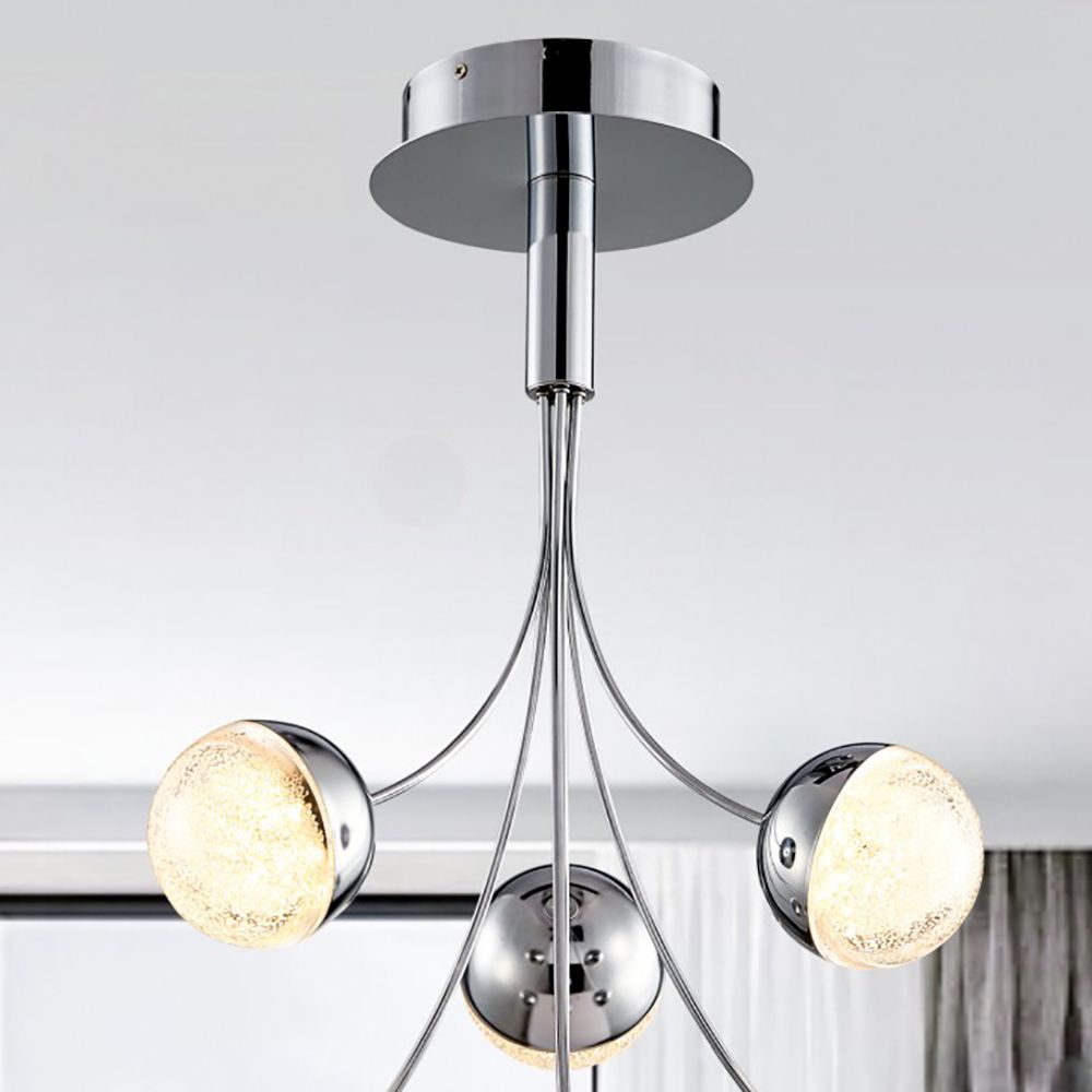 Eclipse Crushed Ice Effect Chrome Balls Flush Ceiling Light | Ceiling Lights