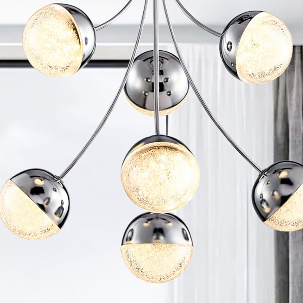 Eclipse Crushed Ice Effect Chrome Balls Flush Ceiling Light | Ceiling Lights