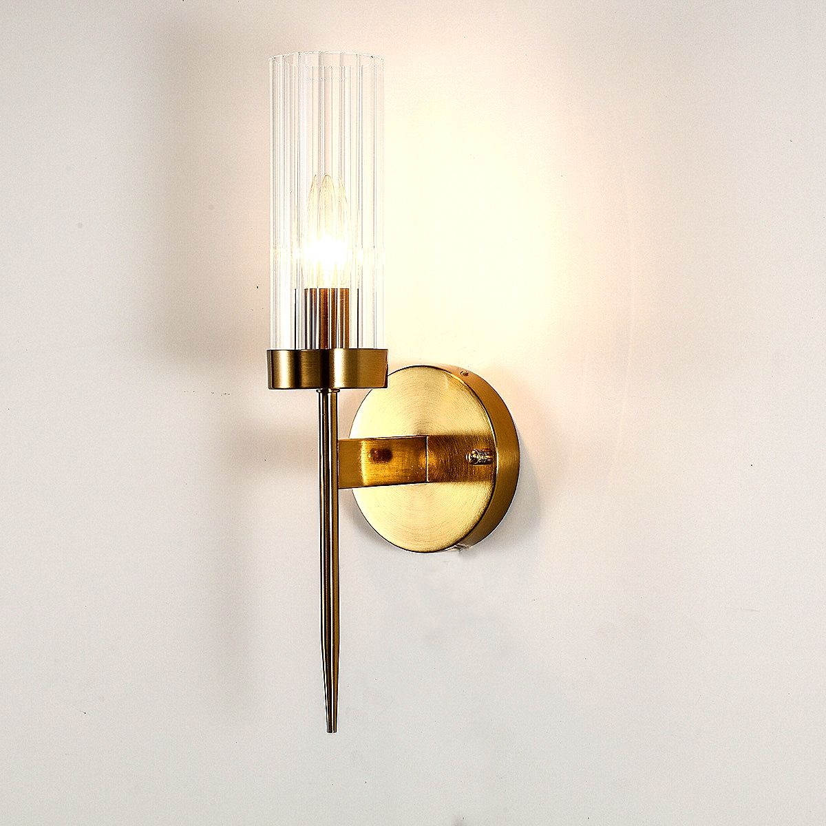 One Arm Clear & Gold Wall Light | Postmodern K9 Crystal Lighting