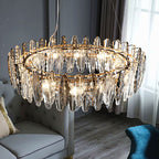 Smoky Clear Crystal Gold Metal Postmodern Chandelier Pendant | Ceiling Lights & Chandeliers