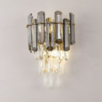 Smoky Crystal & Gold Wall Light | Modern Postmodern Wall Fixture