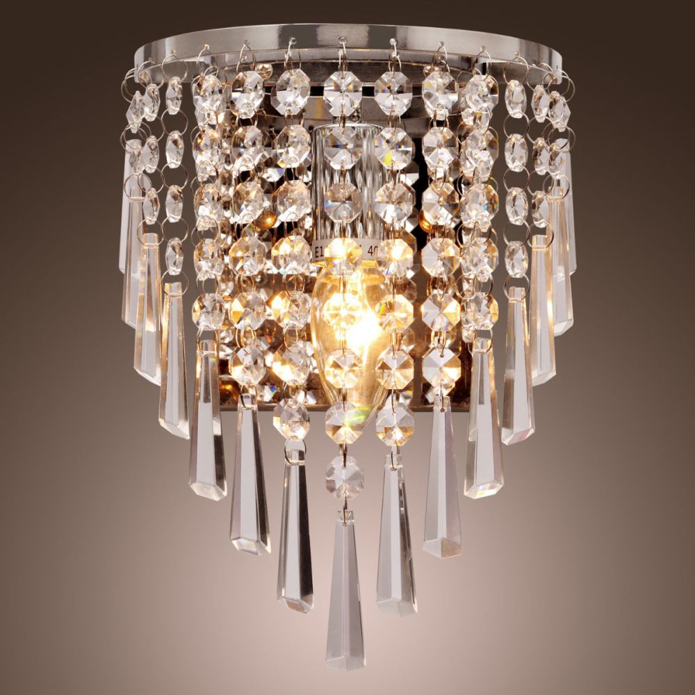 K9 Crystal Wall Light E14 Chrome Clear | Modern Chandelier Wall Light