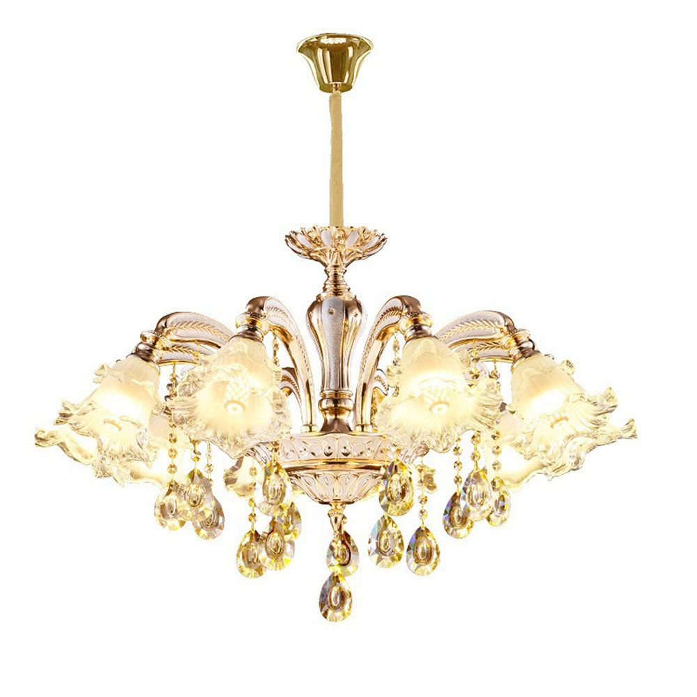 Genuine K9 Crystal 6 Metal Arms Chandelier Pendant Ceiling Lamp | Ceiling Lights & Chandeliers