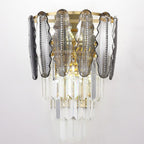 Smoky & Clear Crystal Gold Wall Light | Postmodern K9 Lighting