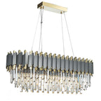 Dark Carbon Grey Clear Crystal Gold Postmodern Dining Chandelier | Ceiling Lights & Chandeliers
