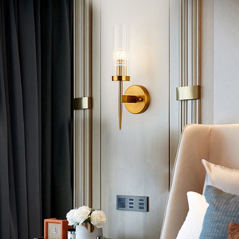 One Arm Clear & Gold Wall Light | Postmodern K9 Crystal Lighting