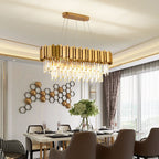Smoky Clear Crystal Gold Metal Postmodern Dining Chandelier | Ceiling Lights & Chandeliers