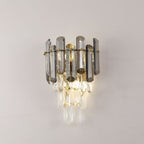 Smoky Crystal & Gold Wall Light | Modern Postmodern Wall Fixture