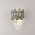 Smoky Crystal & Gold Wall Light | Modern Postmodern Wall Fixture