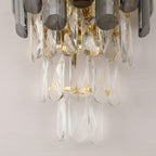 Smoky Crystal & Gold Wall Light | Modern Postmodern Wall Fixture