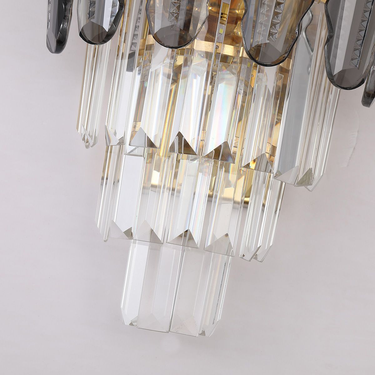 Smoky & Clear Crystal Gold Wall Light | Postmodern K9 Lighting