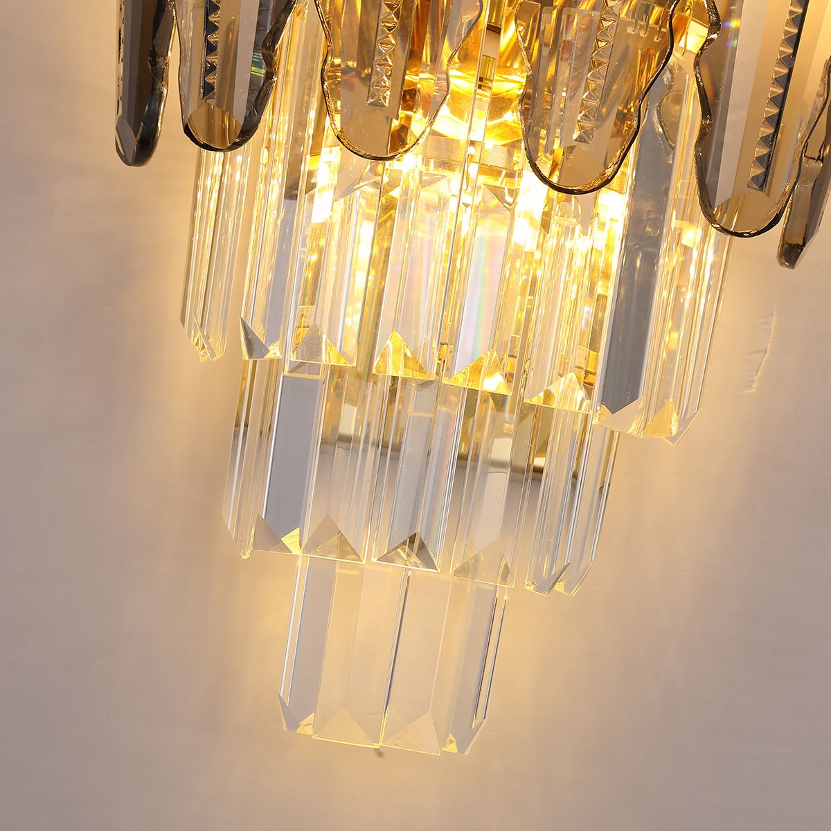 Smoky & Clear Crystal Gold Wall Light | Postmodern K9 Lighting