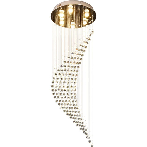 2m Spiral Chain Crystal Chandelier Pendant Light | Ceiling Lights