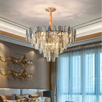 Smoky Clear Crystal Pyramid Postmodern K9 Chandelier Pendant | Ceiling Lights & Chandeliers